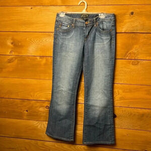 Seven7 womens flare jeans dark wash faded front 28 stretch streetwear casual Y2K